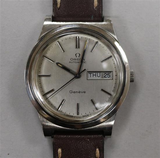 A gentlemans early 1970s stainless steel Omega automatic day/date wrist watch, movement c.1022.